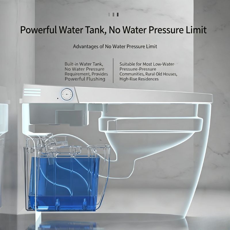 All-in-One Smart Bidet Toilet with Built-in Booster Tank